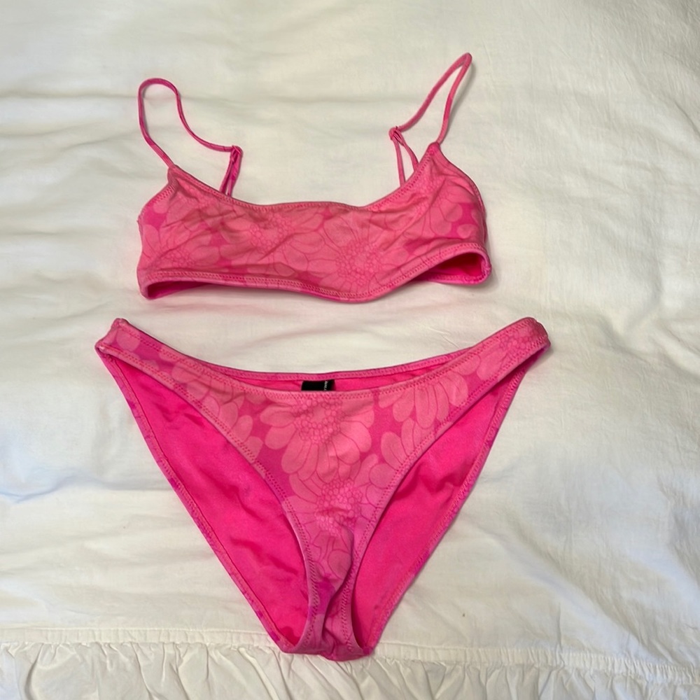 Pink triangl bathing suit